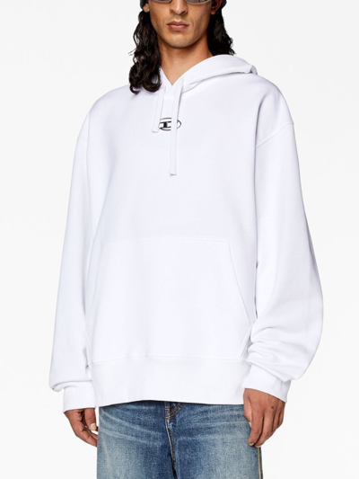 Diesel Oversized Hoodie With Metallic Logo In White