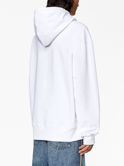 Diesel Oversized Hoodie With Metallic Logo In White