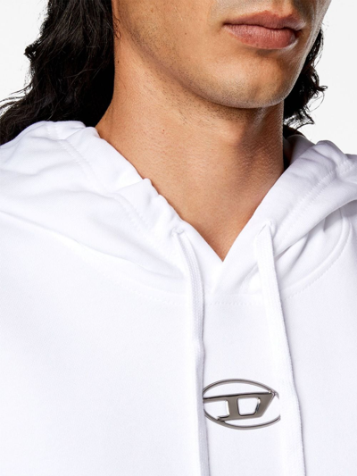 Diesel Oversized Hoodie With Metallic Logo In White