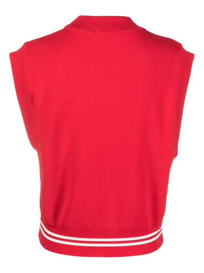 Shop Autry Logo-appliqué Striped-trim Vest In Red