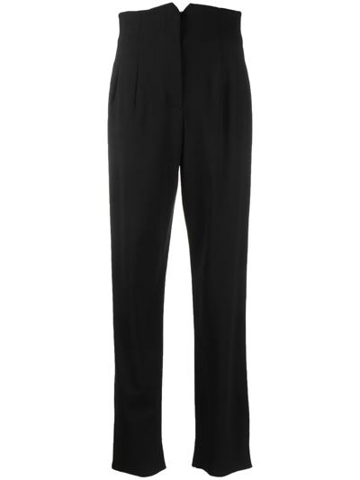 Shop Emporio Armani Virgin Wool Straight-leg Trousers In Black