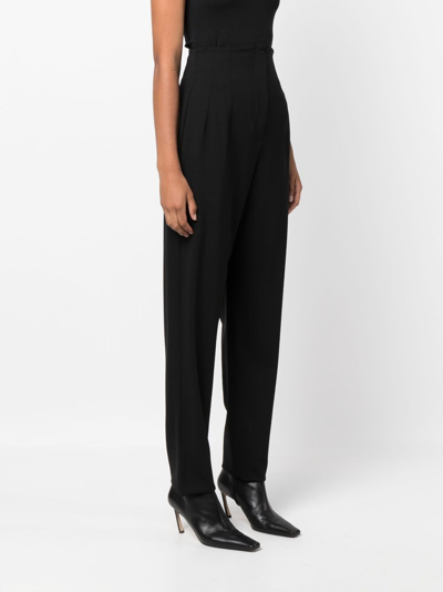 Shop Emporio Armani Virgin Wool Straight-leg Trousers In Black