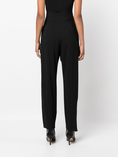 Shop Emporio Armani Virgin Wool Straight-leg Trousers In Black