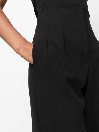 Emporio Armani Cady Straight Leg Trousers For Women In Black