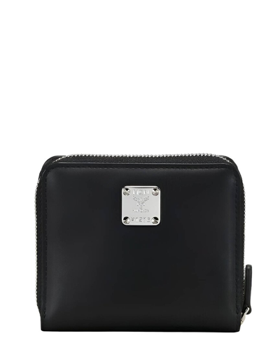 Mcm Logo Small Leather Zip Around Wallet