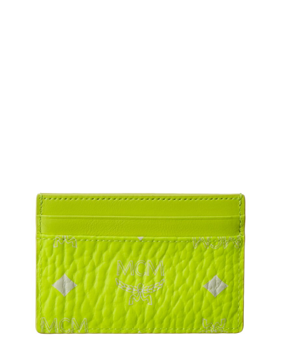 Shop Mcm Neon Coated Canvas Wallet In Yellow