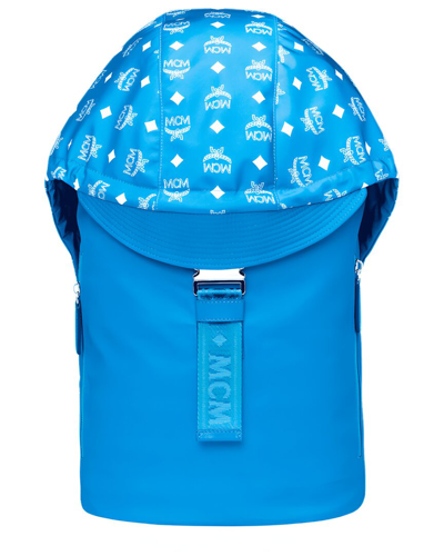 Mcm Women's Blue Nylon Luft Hoodie Backpack With Detachable Hood
