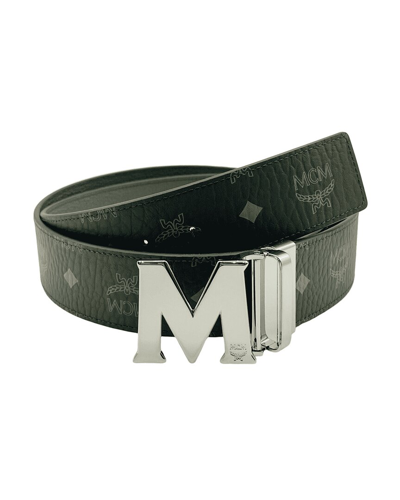 Shop Mcm Canvas & Leather Belt In Green