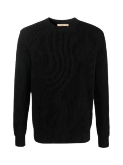 Shop Nuur Roberto Collina Ribbed L/s Crew Neck Sweater Clothing In Black