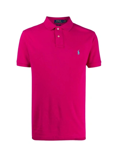Shop Polo Ralph Lauren Mesh S/s Knit Polo Shirt Clothing In Pink &amp; Purple