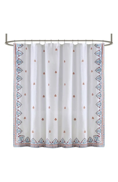 Shop John Robshaw Sheetal Linen Blend Shower Curtain In Turquoise