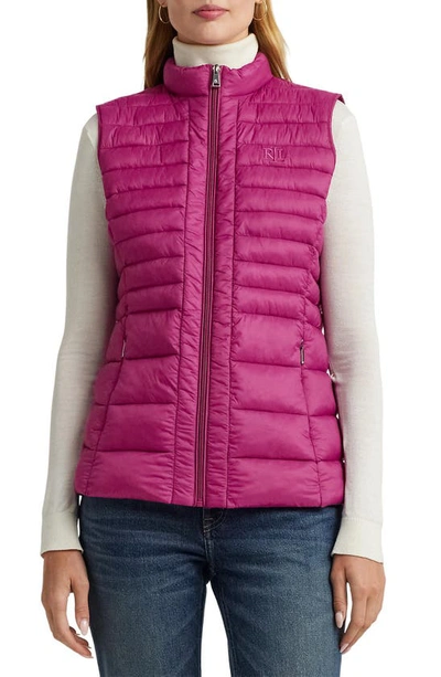 Shop Lauren Ralph Lauren Soft Puffer Vest In Fuchsia Berry