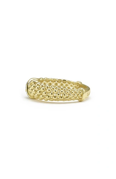 Lagos 18k Yellow Gold Embrace Diamond X Caviar Bead Statement Ring In Gold Metallic