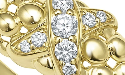 Lagos 18k Yellow Gold Embrace Diamond X Caviar Bead Statement Ring In Gold Metallic