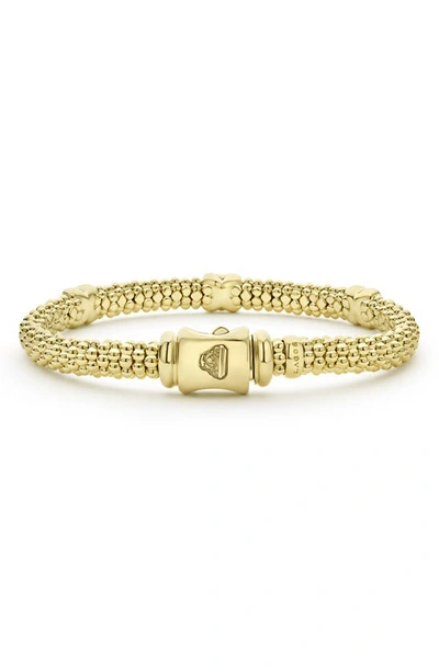 Lagos 18k Yellow Gold Embrace Diamond Triple X Caviar Bead Bracelet In Gold Metallic