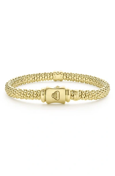 Lagos 18k Yellow Gold Embrace Diamond X Caviar Bead Bracelet In Gold Metallic