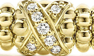 Lagos 18k Yellow Gold Embrace Diamond X Caviar Bead Bracelet In Gold Metallic