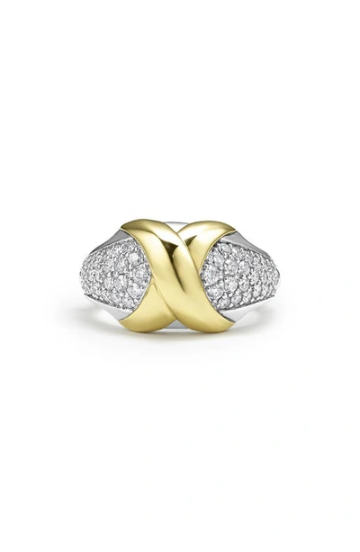Lagos Embrace 18k Gold X And Sterling Silver Diamond Ring In Metallic