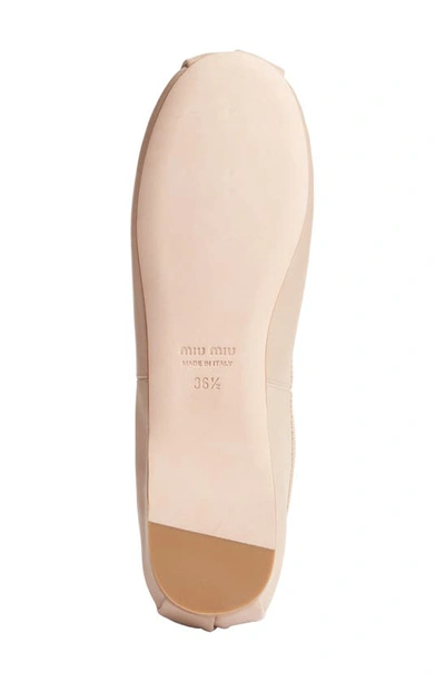 Miu Miu Logo-printed Bow Detailed Ballerina Shoes In Brown