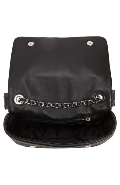 Shop Moschino Biker Leather Crossbody Bag In 2555 Fantasy Print Black