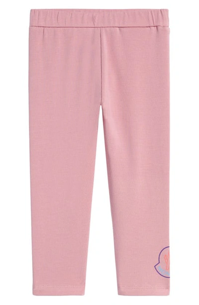 Shop Moncler Kids' Logo Graphic Leggings In Pink