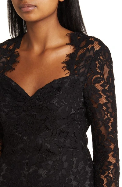 Shop Eliza J Sweetheart Neck Long Sleeve Lace Sheath Dress In Black