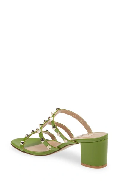 Shop Valentino Rockstud Slide Sandal In Chartreuse