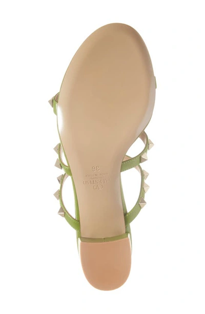 Valentino Rockstud Caged Block-heel Sandals In Chartreuse