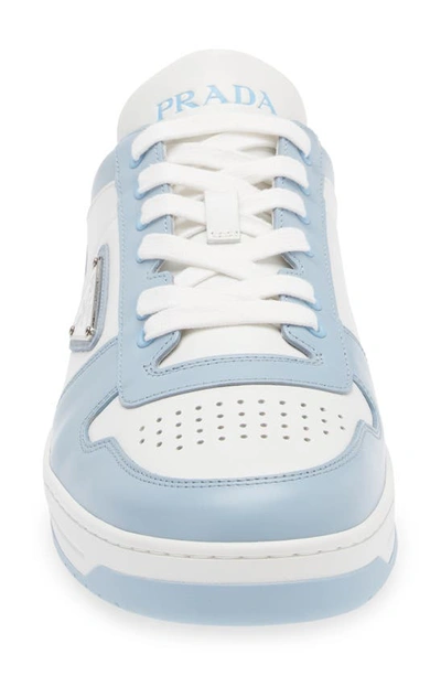 Shop Prada Downtown Logo Low Top Sneaker In Bianco/ Celeste