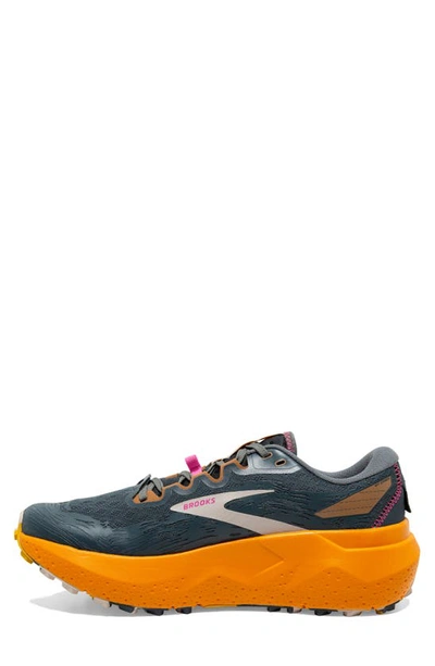 Shop Brooks Caldera 6 Trail Running Shoe In Slate/ Cheddar/ Silver Gray