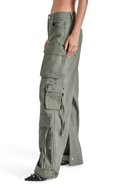 Shop Steve Madden Duo Wide Leg Cargo Pants In Olive