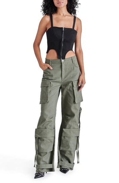 Shop Steve Madden Duo Wide Leg Cargo Pants In Olive