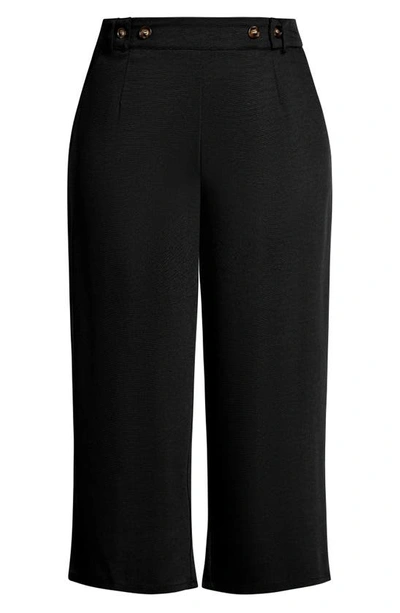 Shop City Chic Wide Crop Leg Pants In Black