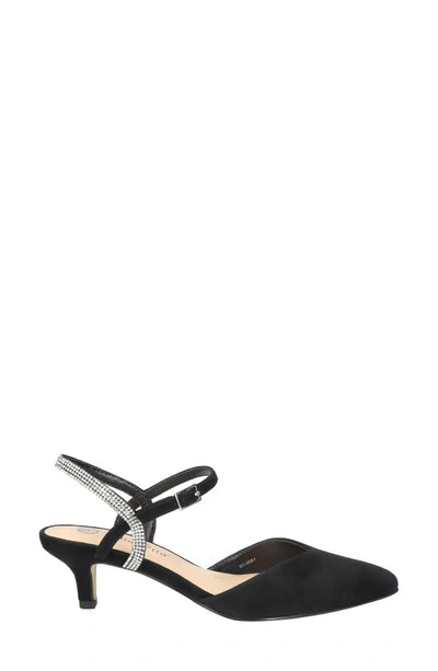 Shop Bella Vita Katriana Crystal Strap Kitten Heel Pump In Black Suede Leather