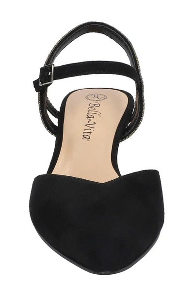 Shop Bella Vita Katriana Crystal Strap Kitten Heel Pump In Black Suede Leather