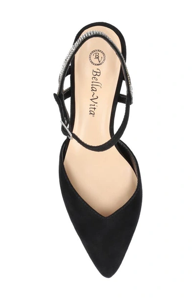 Shop Bella Vita Katriana Crystal Strap Kitten Heel Pump In Black Suede Leather