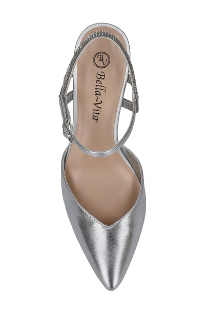 Shop Bella Vita Katriana Crystal Strap Kitten Heel Pump In Silver Leather