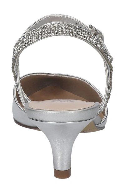Shop Bella Vita Katriana Crystal Strap Kitten Heel Pump In Silver Leather
