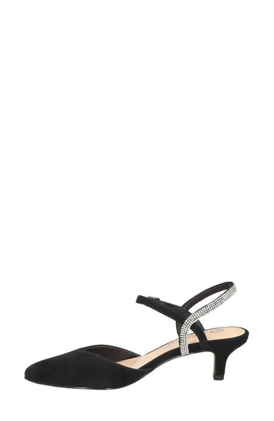 Shop Bella Vita Katriana Crystal Strap Kitten Heel Pump In Black Suede Leather