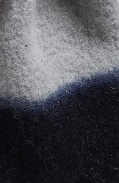 Shop Isabel Marant Firny Colorblock Fringe Alpaca Blend Scarf In Grey/ Midnight