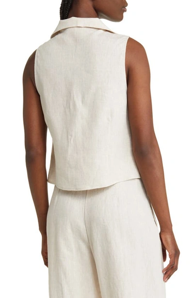 Shop Wayf Devin Sleeveless Linen Shirt In Natural