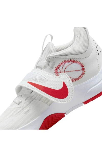 Shop Nike Kids' Team Hustle D 11 Basketball Sneaker In White/ White/ Red