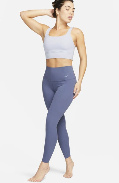 Shop Nike Zenvy Dri-fit High Waist Leggings In Diffused Blue/black