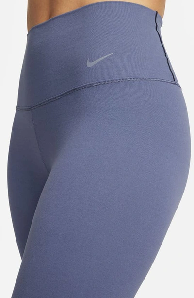 Shop Nike Zenvy Dri-fit High Waist Leggings In Diffused Blue/black