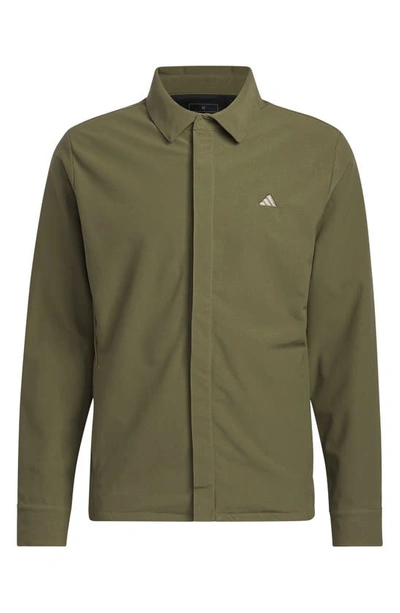 Shop Adidas Golf Go-to Water Repellent Shirt Jacket In Olive Strata