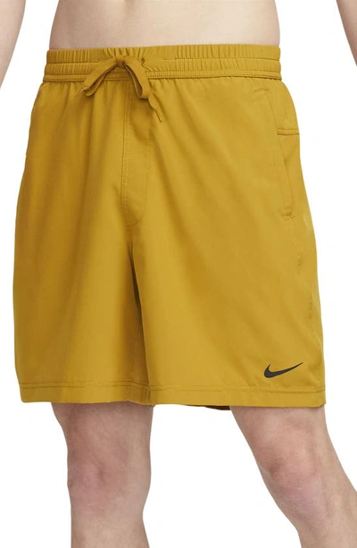 Shop Nike Form Dri-fit Athletic Shorts In Bronzine/ Black