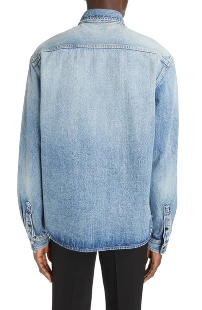 Shop Saint Laurent Relaxed Denim Button-up Shirt In Trouville Beach Blue