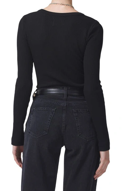 Shop Citizens Of Humanity Adeline Rib Long Sleeve Top In Black