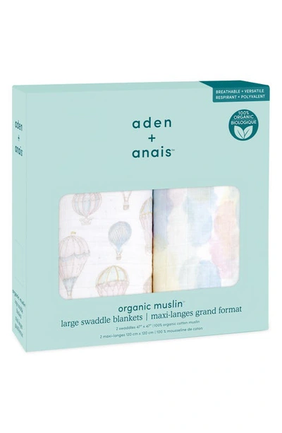 Shop Aden + Anais Assorted 2-pack Organic Cotton Muslin Swaddling Cloths In Above The Clouds Pink