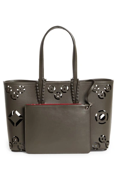 Shop Christian Louboutin Small Cabara Perforated Leather Tote In I629 Rocket/ Rocket